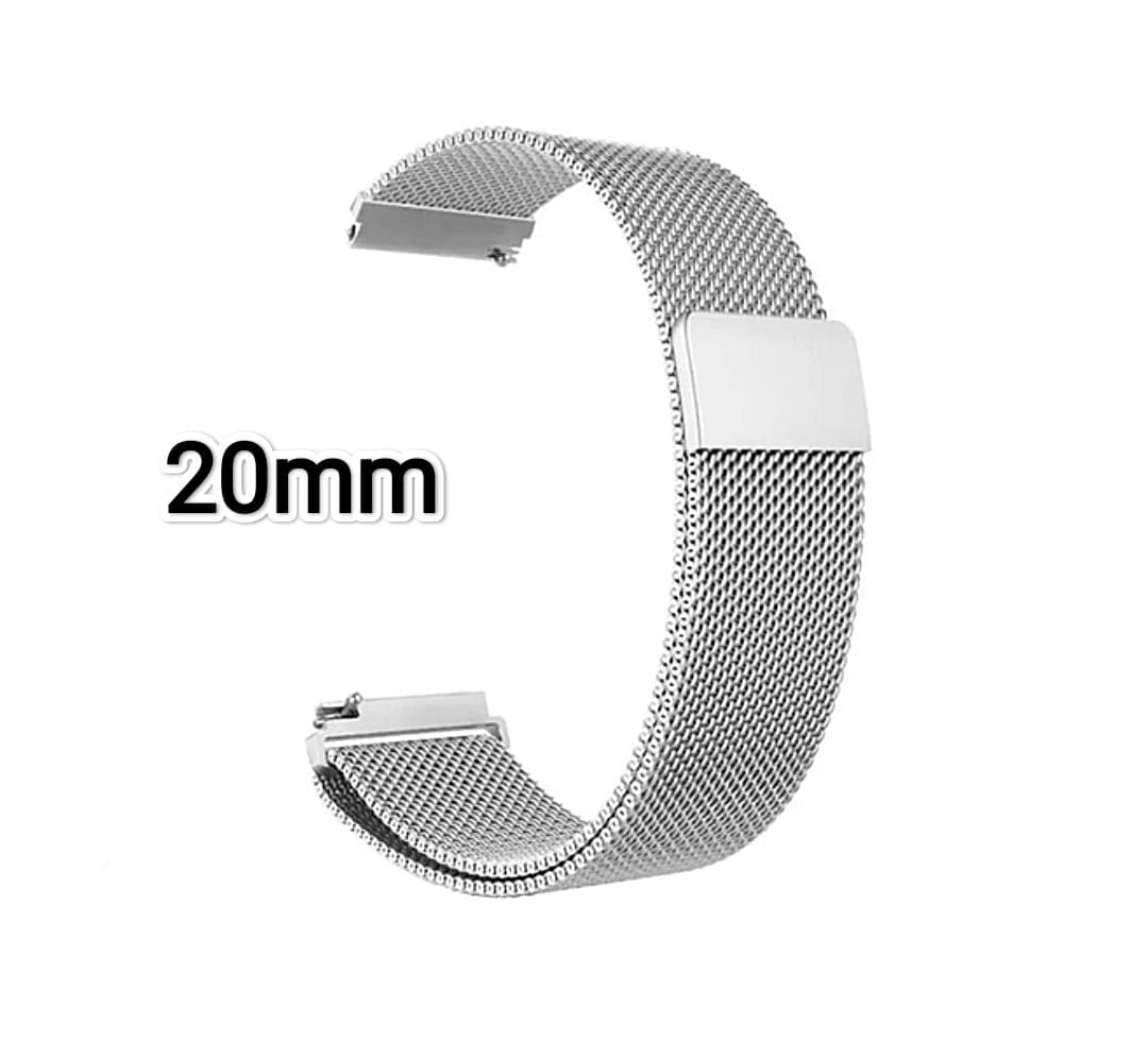 20mm Stainless Steel Magnetic Band Compatible with Smart Watch -Silver - image 1