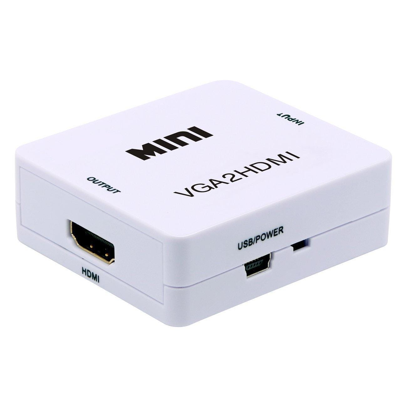 Vga To Hdmi 1080P, Full Hd Mini Audio Video Converter Adapter Box With Usb Power Cable Support With 3.5 Audio Jack - image 1