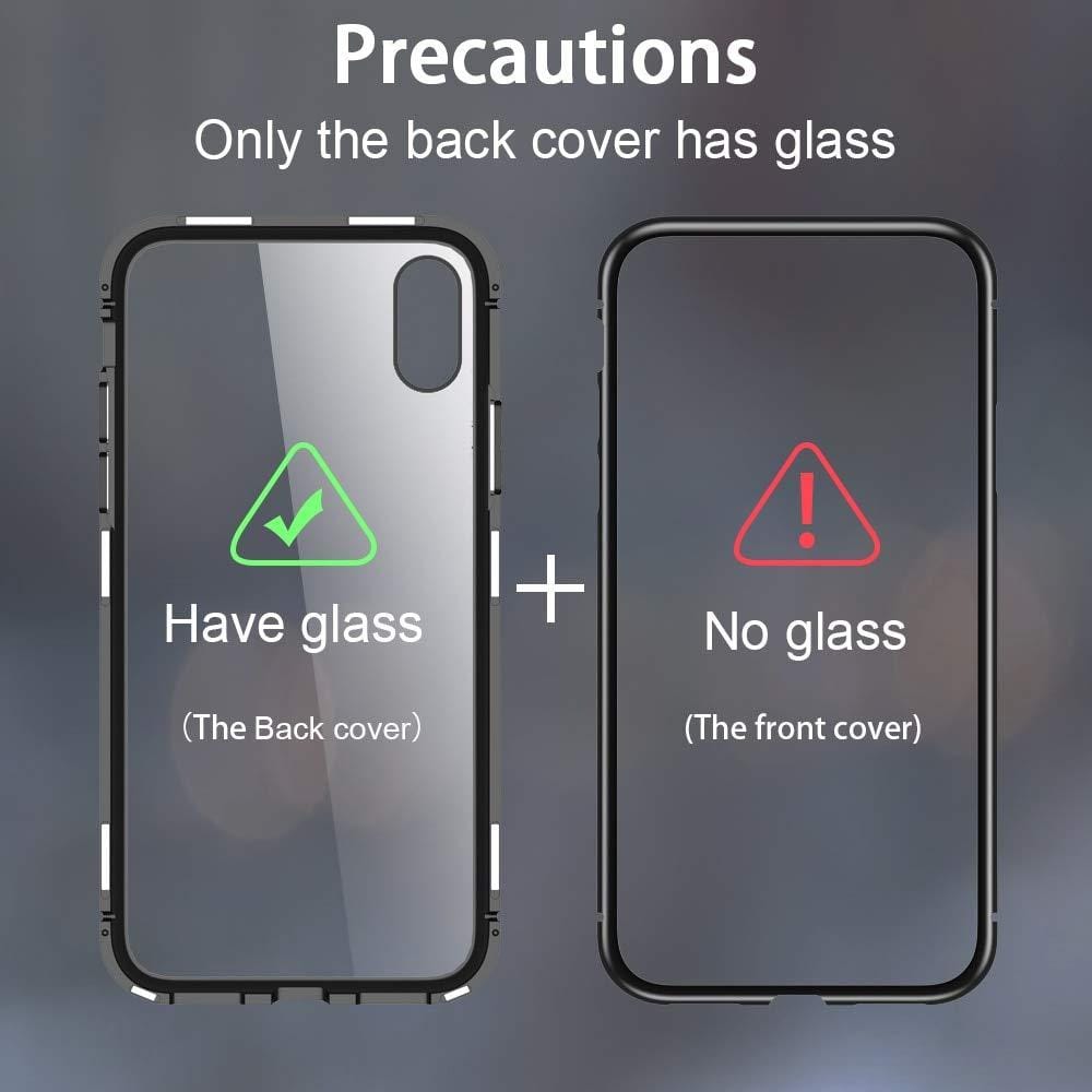 Slim Magnetic Case with 360 Degree Metal Frame and Tempered Glass Back side Cover ( One-plus 7 ) - image 3
