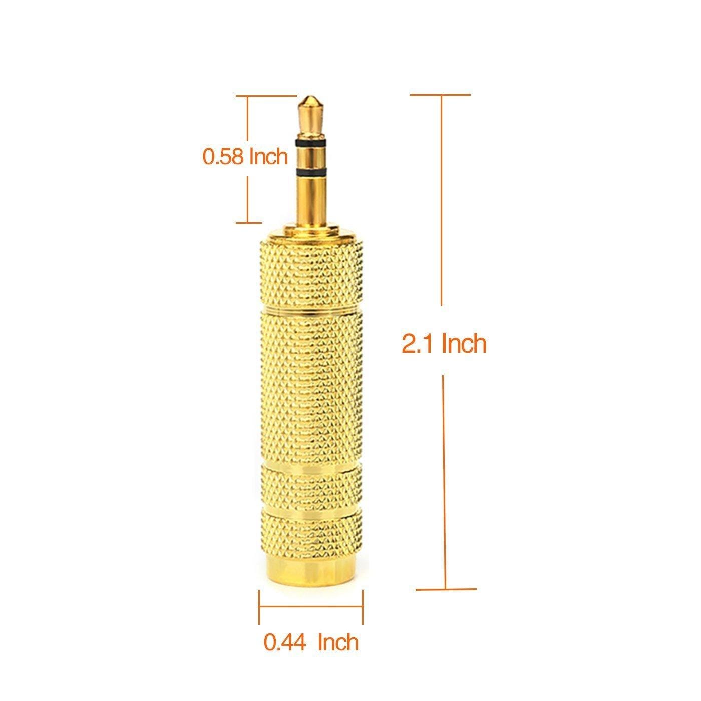 3.5mm Stereo Male to 6.3mm Stereo Female Adapter Converter Metal (Golden) - image 1