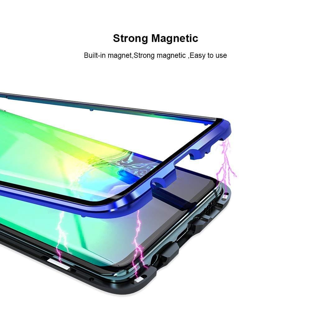 Samsung Note 8 Magnetic Ultra-thin Case Magnets Metal Frame Transparent Tempered Glass Back and 360 Degrees Fully Protective Cover - image 2