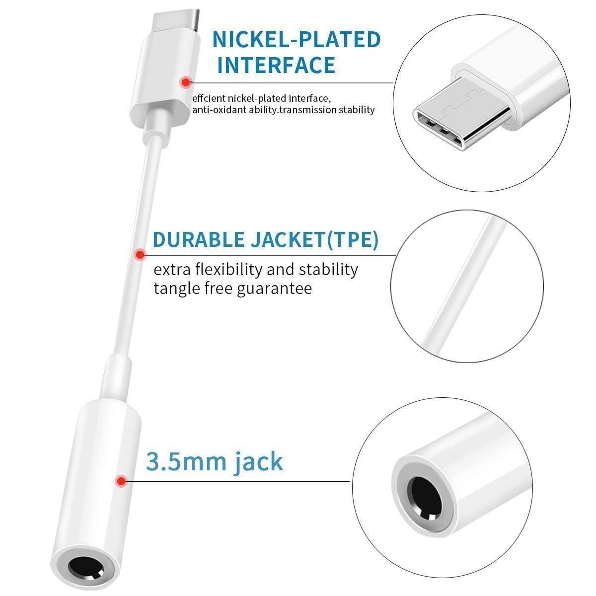 Type C to 3.5mm Female Aux Audio Adapter Microphone Connector Cable - image 2