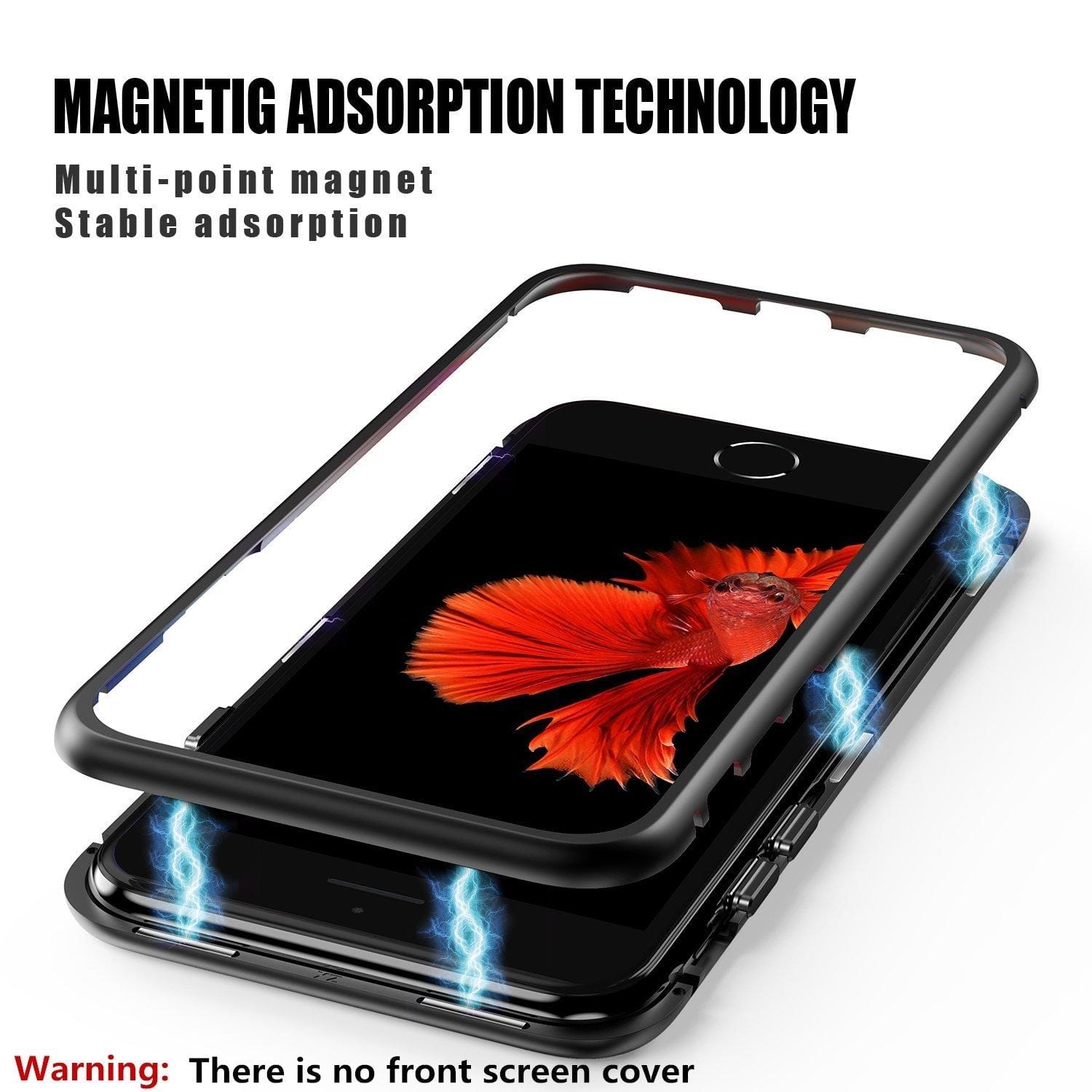 iPhone 8/7 Case, Magnetic Case Metal Frame Tempered Glass Back with Built-in Magnet Cover for Apple iPhone 7/8 (Clear Black) - image 1