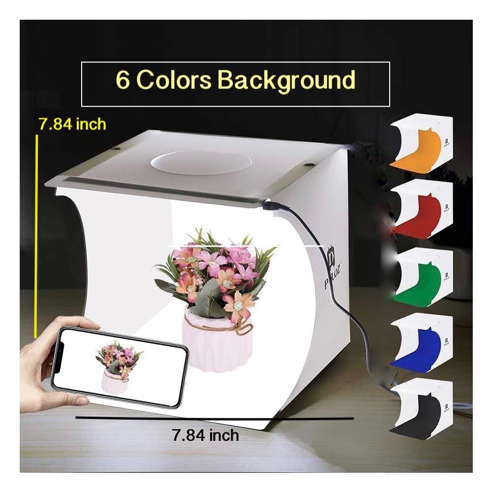 Portable 20x20cm Lighting Box Kit with 6 Colors Backdrops Photo Background - image 1