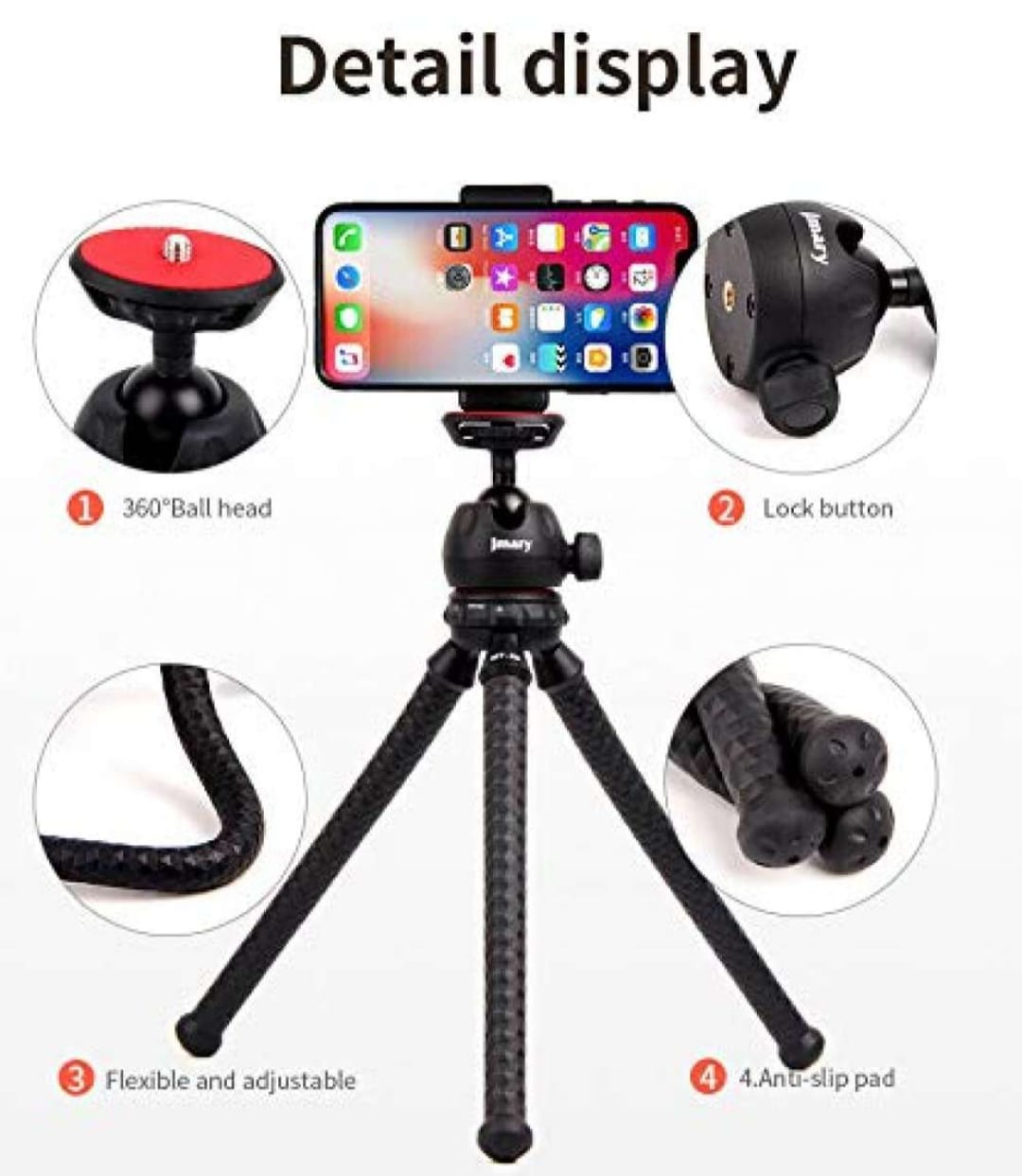 JMARY MT-25 - Table Top Mini Portable Flexible Octopus Tripod Stand for Mobile Phones and DSLR & Digital Cameras ( Gorila Pod ) - image 1