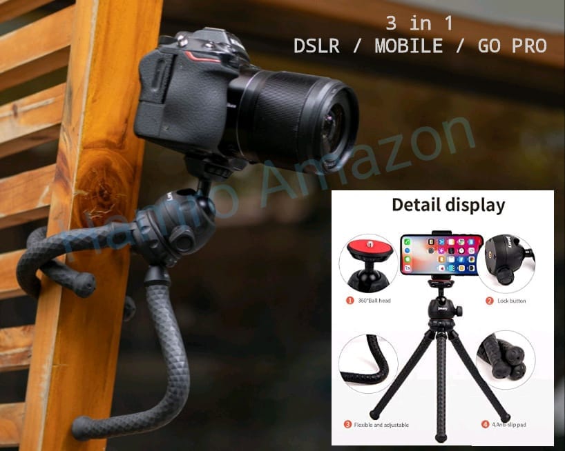JMARY MT-25 - Table Top Mini Portable Flexible Octopus Tripod Stand for Mobile Phones and DSLR & Digital Cameras ( Gorila Pod ) - image 3