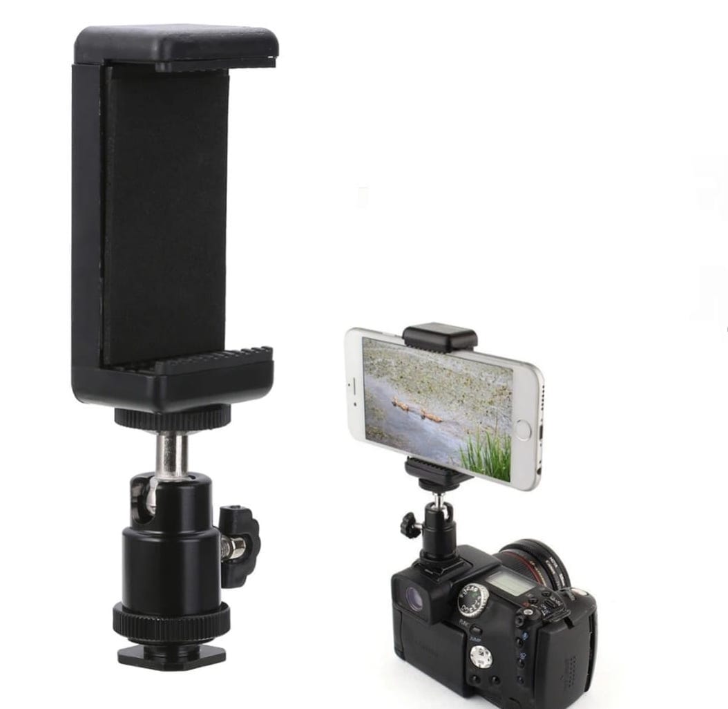 1/4" Camera Hot Shoe Mount, Ballhead with Mobile Clip - image 2