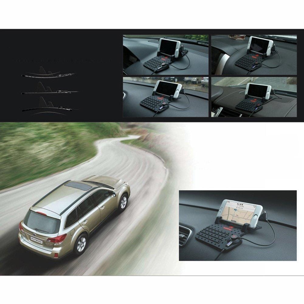 Phone Holders Car Non-slip Dash Mat Phone Cradle Silicone Dashboard Pad Phone Holder with 3 in1 Charging Cables For iPhone And Android C Type - image 4