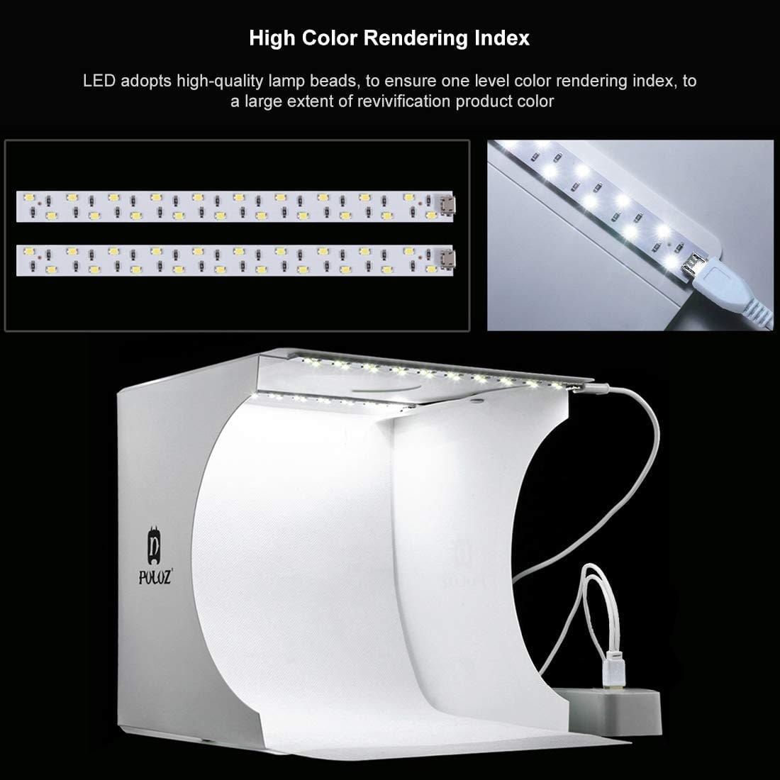 20Cm X 20Cm Mini Photography Light Box Portable Photo Studio Shooting Table Top Mini Led Lighting Kit With Integrated Led Lights Black And White Backdrops - image 4