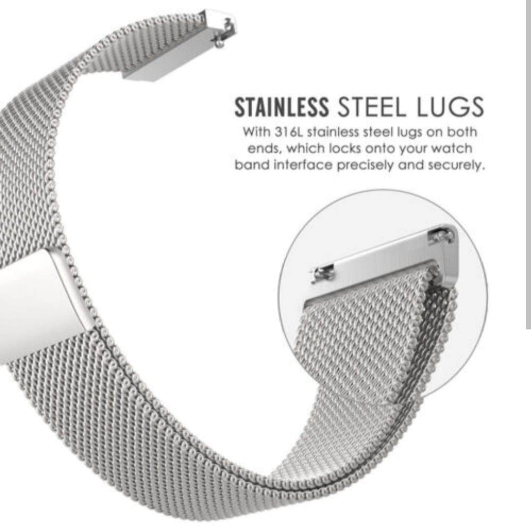 20mm Stainless Steel Magnetic Band Compatible with Smart Watch -Silver - image 3