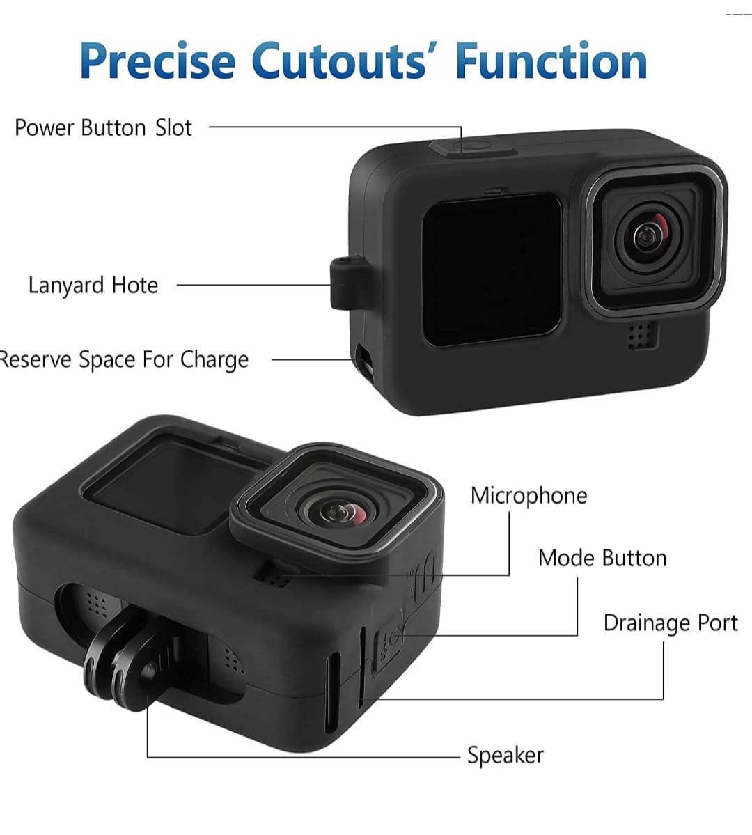 Silicone Sleeve Soft Rubber Frame Cover Case With Lens Cap Protection for GoPro Hero 10 Black - image 2