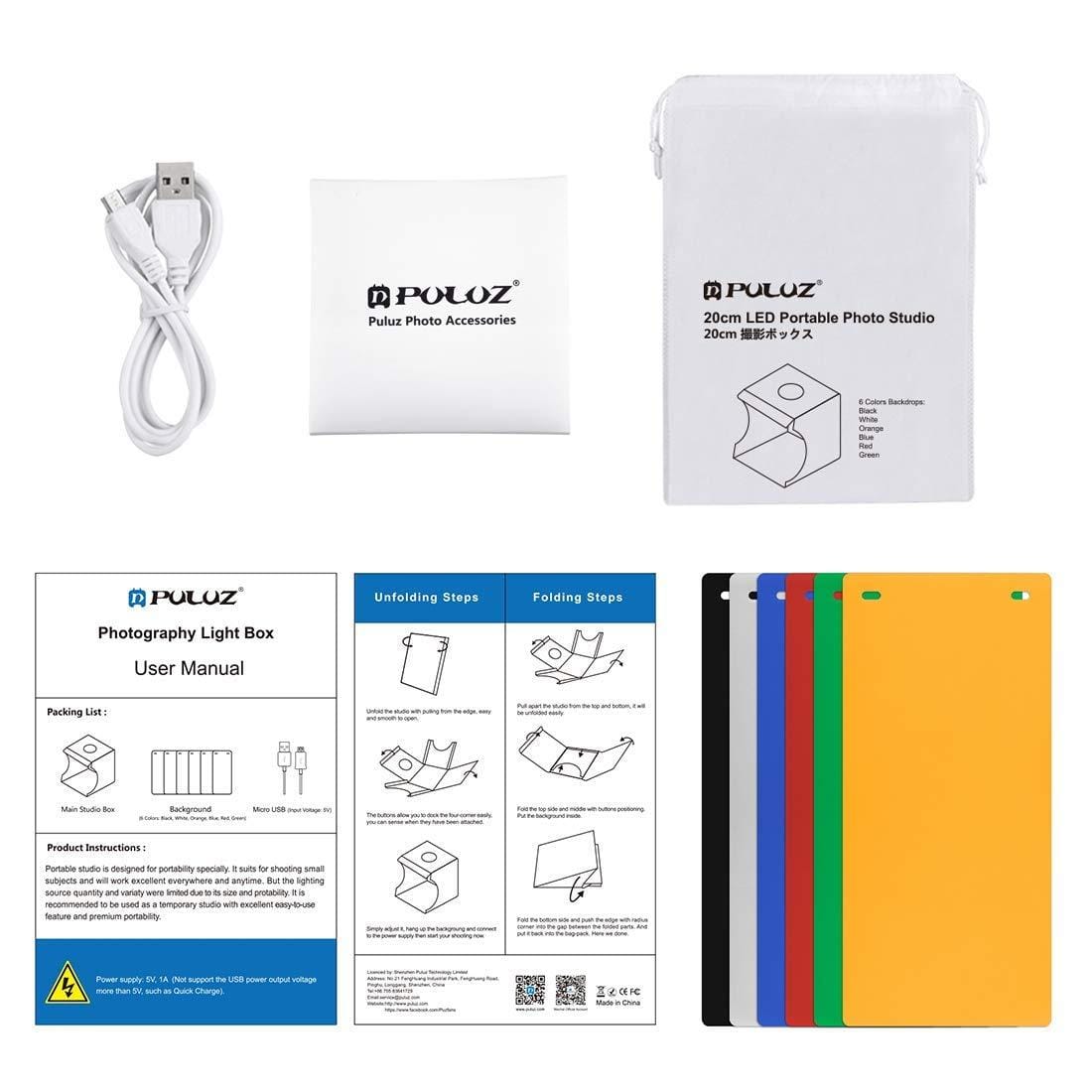 Portable 20x20cm Lighting Box Kit with 6 Colors Backdrops Photo Background - image 3