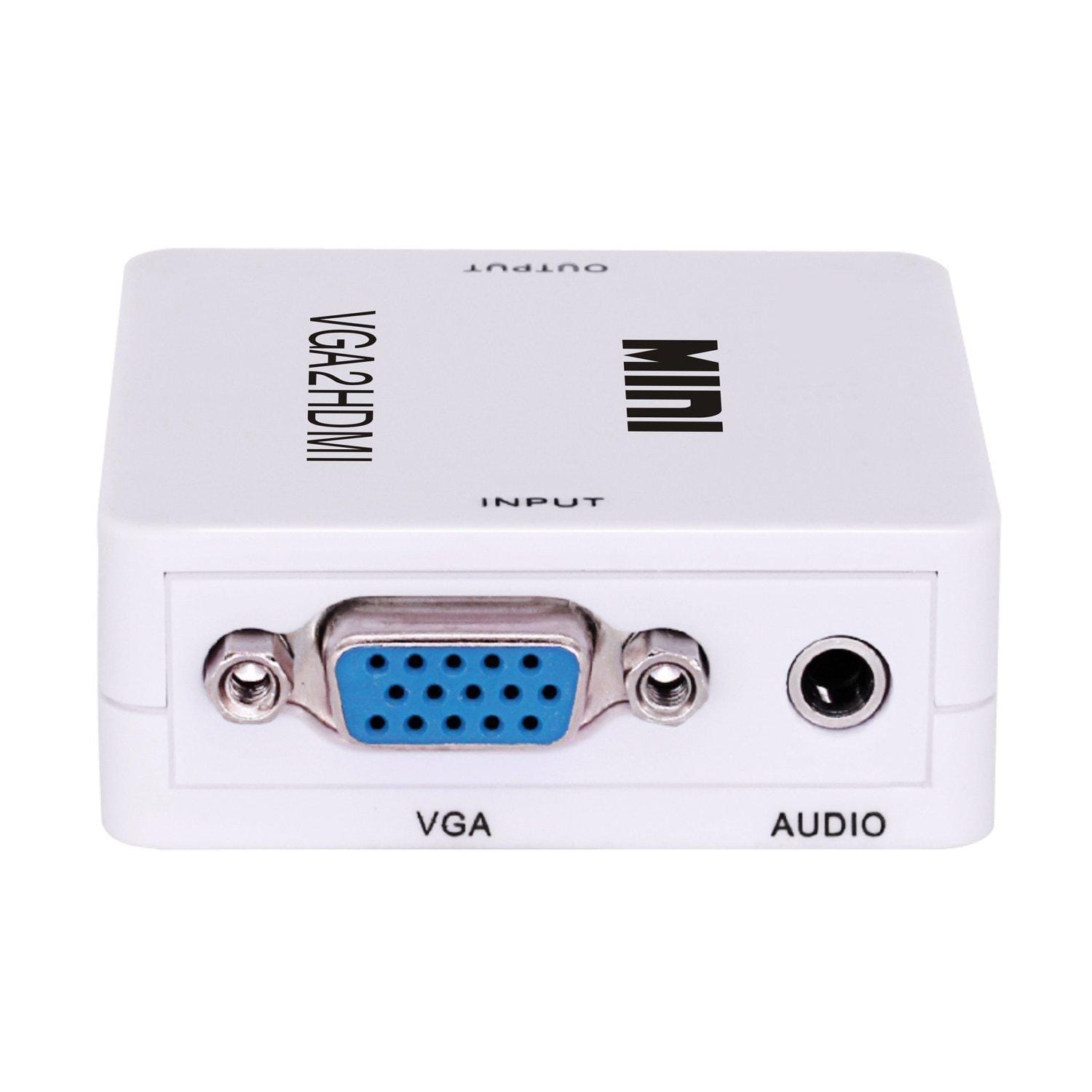 Vga To Hdmi 1080P, Full Hd Mini Audio Video Converter Adapter Box With Usb Power Cable Support With 3.5 Audio Jack - image 3