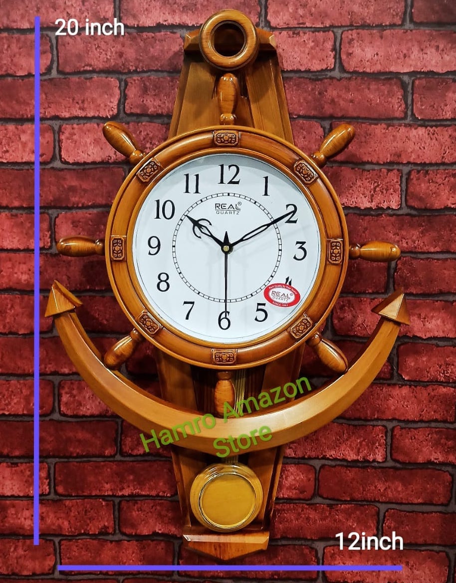 Anchor and Steering Shaped Real Quartz Pendulum Plastic Frame Wall Clock - image 1