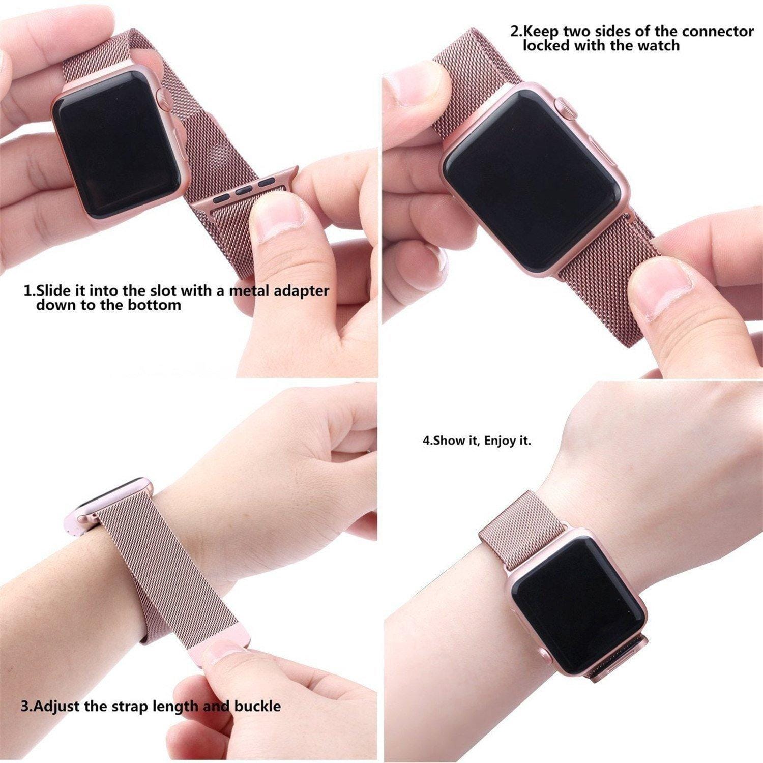 I-Watch Milanese Loop Adjustable Magnetic Strap For 42Mm ( Rose Gold ) - image 5
