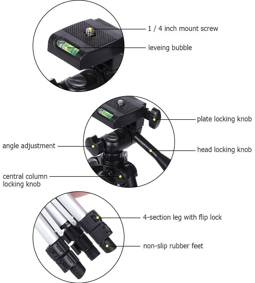 3120 Aluminum Lightweight Tripod Max height 1.97ft,Min length 0.94ft With Bag and Mobile Holder - image 2