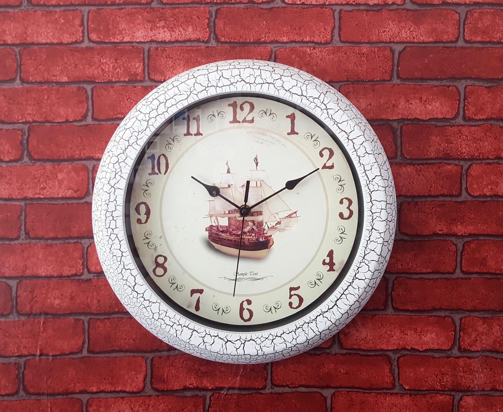 White Washed Antique Round Wall Clock - White ( 13 Inch X 13 Inch ) - image 1