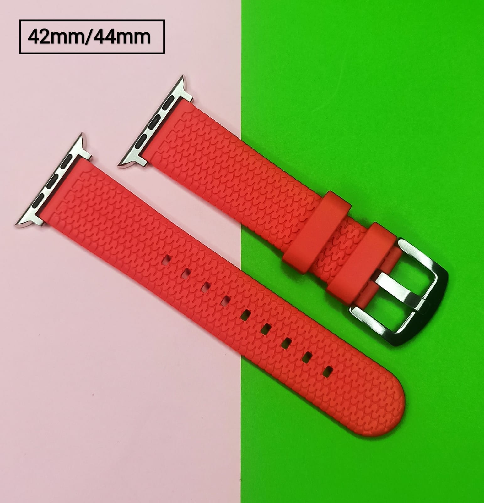Tire Tread Rubber Soft Silicone Sport Band For 42mm And 44mm Apple Watch - image 1
