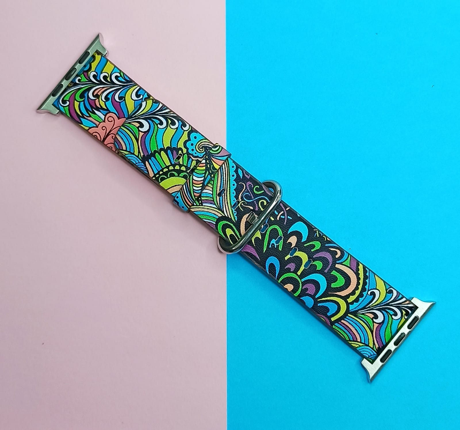 Leather Strap Colorful Pattern Printing for Apple Watch ( 42mm/44mm ) - image 4