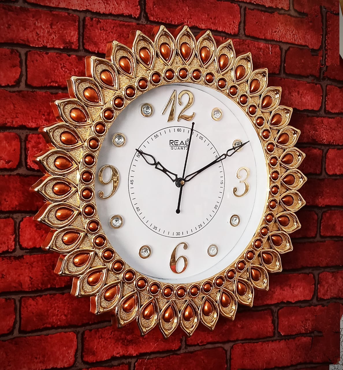 Stylish Stone Designed Wall Clock with Beautiful Art Work Round Shape Plastic Wall Clock - image 1