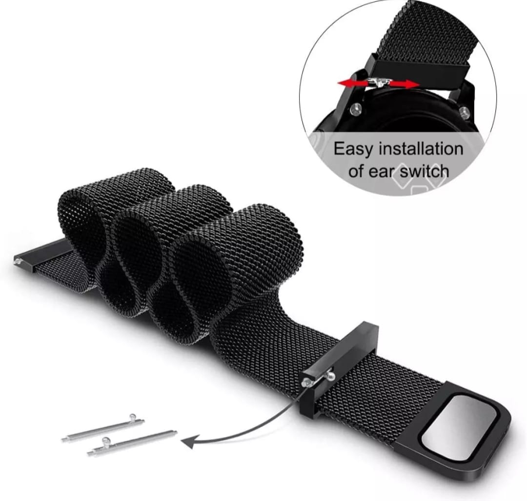 20mm Stainless Steel Magnetic Band Compatible with Smart Watch ( Black ) - image 4