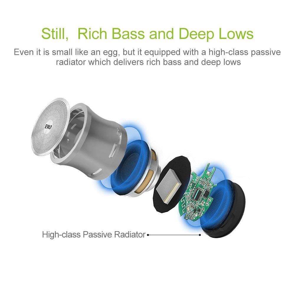 EWA A109 Mini Bluetooth Speaker With Bass Radiator, Enhanced Impactive Bass, Tiny Speaker Louder Volume - image 2