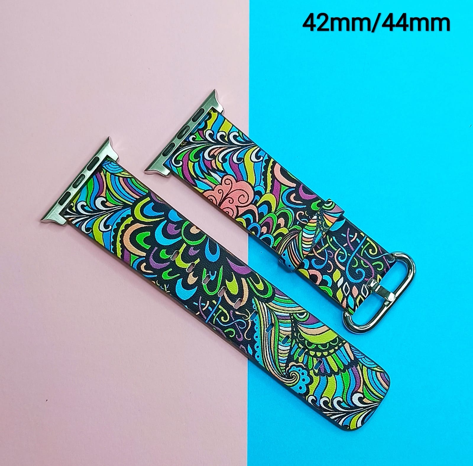 Leather Strap Colorful Pattern Printing for Apple Watch ( 42mm/44mm ) - image 1