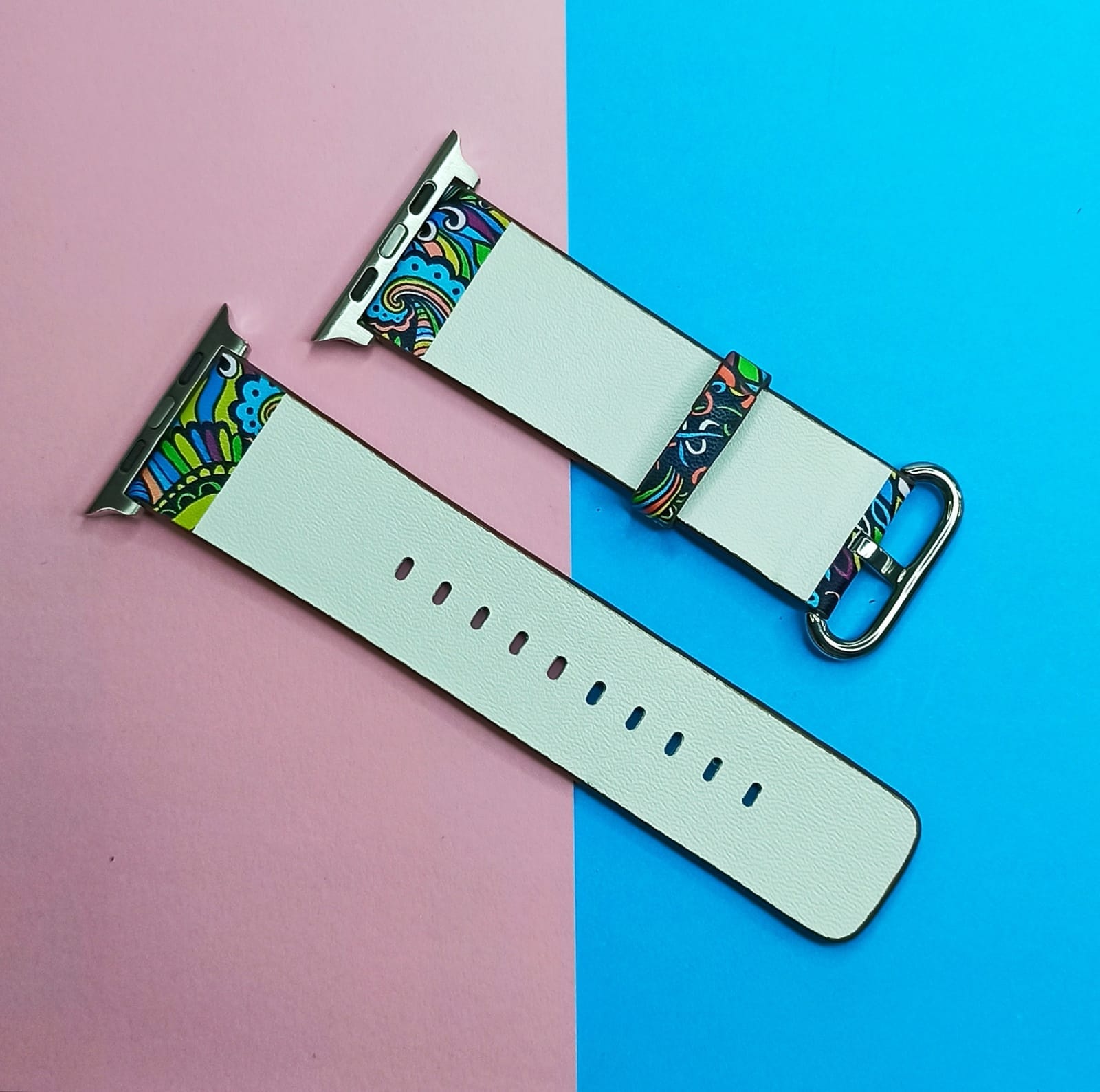 Leather Strap Colorful Pattern Printing for Apple Watch ( 42mm/44mm ) - image 3