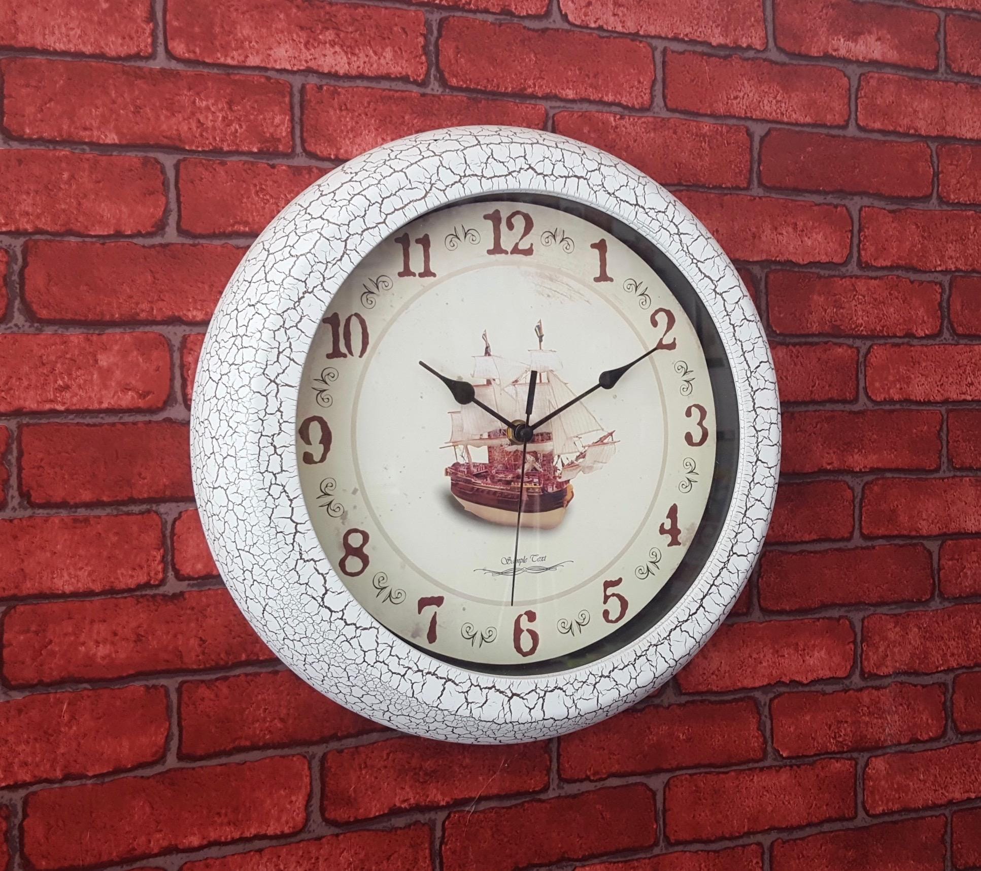 White Washed Antique Round Wall Clock - White ( 13 Inch X 13 Inch ) - image 2