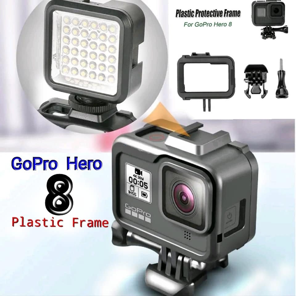 Plastic Protective Housing Case Frame Mount Compatible with GoPro Hero 8 with Microphone Hot Shoe Mount - image 1