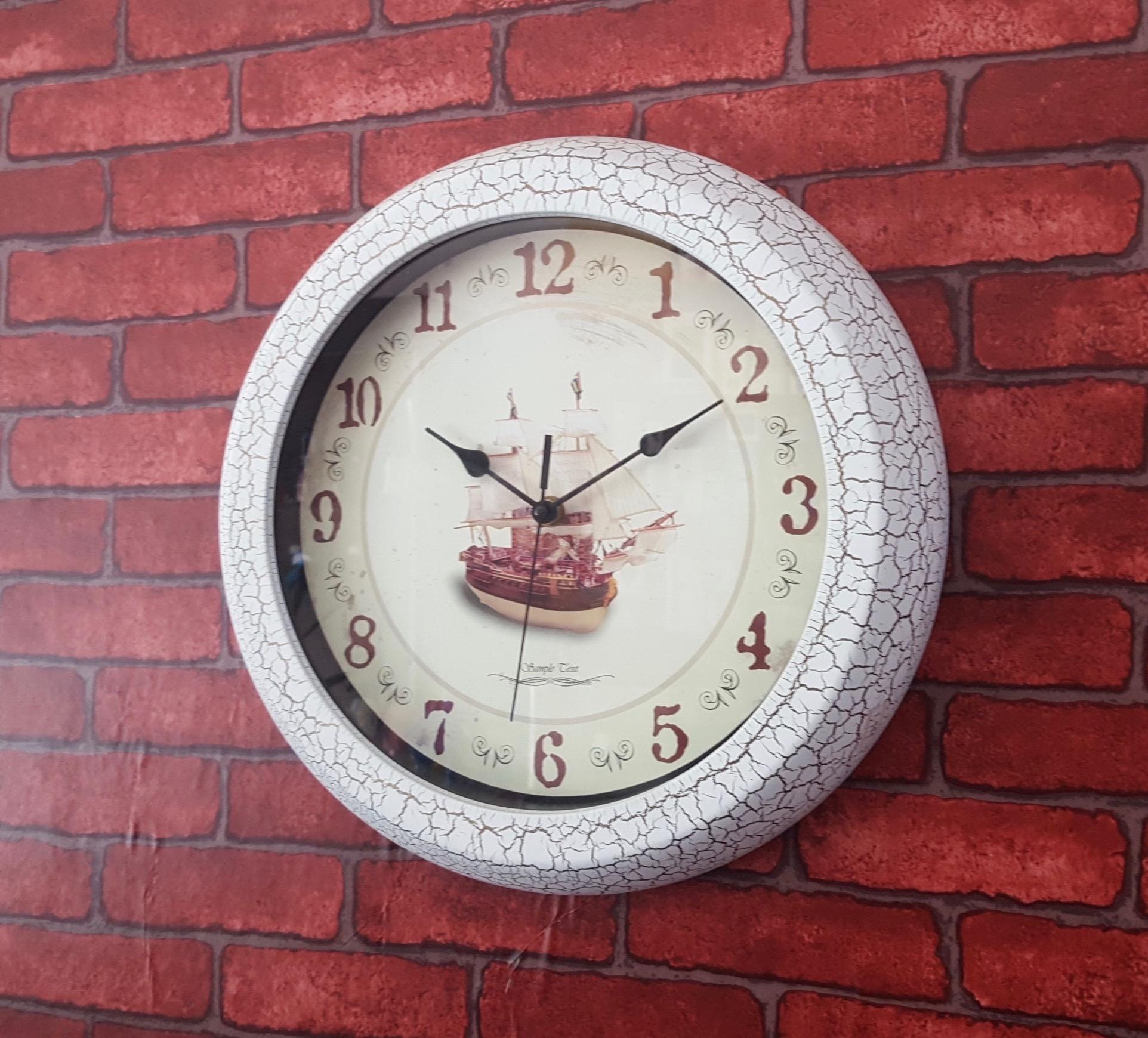 White Washed Antique Round Wall Clock - White ( 13 Inch X 13 Inch ) - image 3