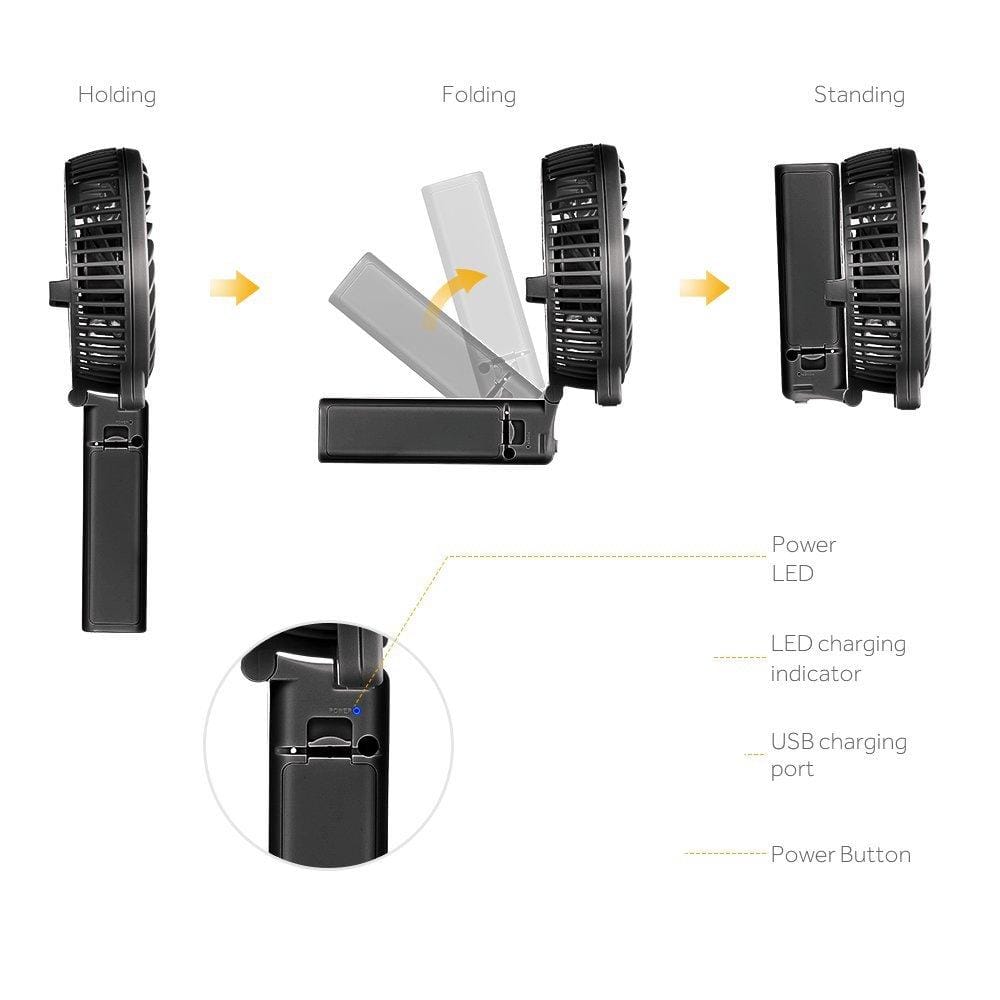 Handheld Electric Mini Portable Outdoor Fan With Rechargeable 2600 Mah Battery - image 2