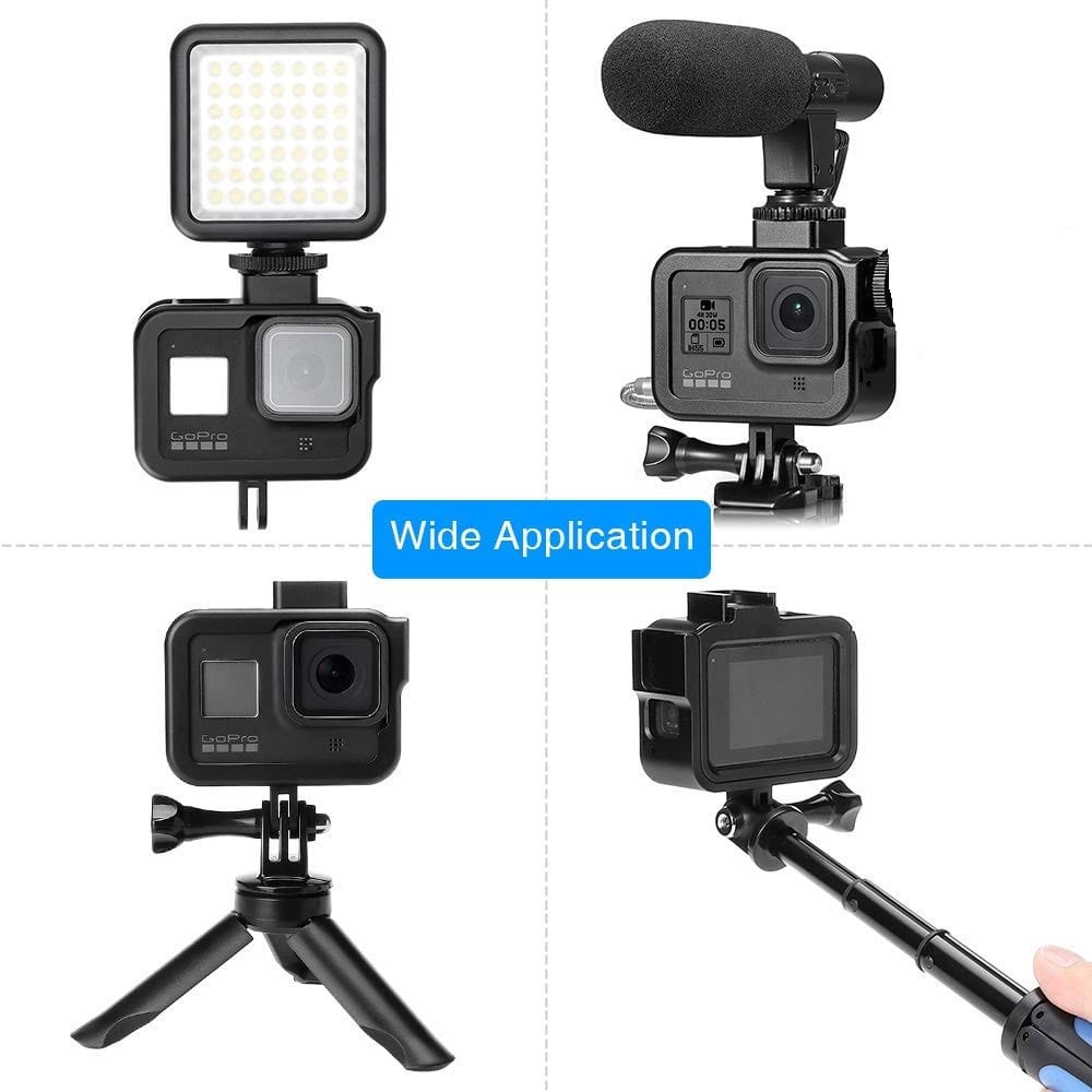 Plastic Protective Housing Case Frame Mount Compatible with GoPro Hero 8 with Microphone Hot Shoe Mount - image 2