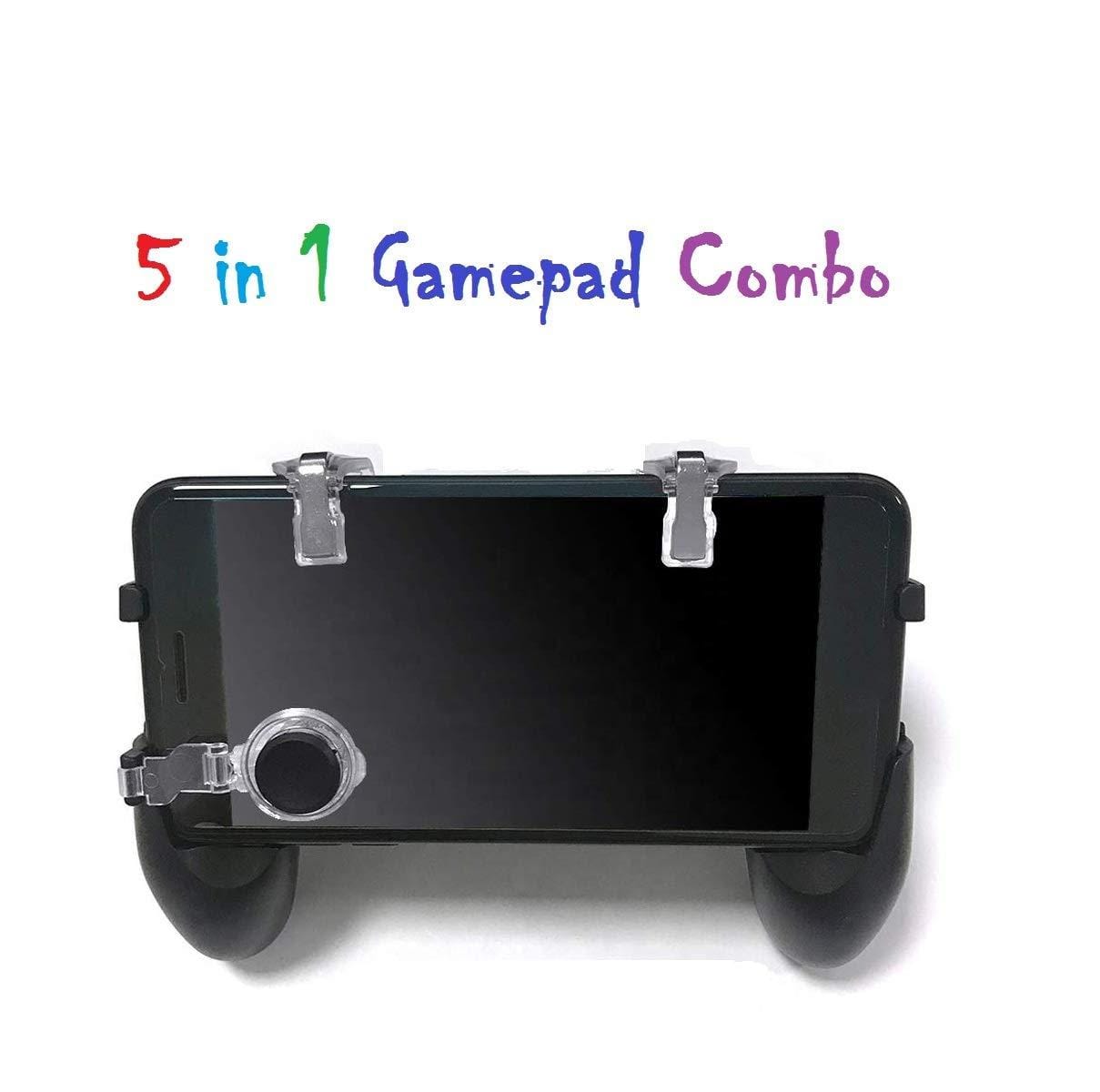 Combo of 5 in 1 Gamepad Set for PUBG Games (1 Game Handle + 2 L/R Metal Trigger + 2 Thumb Control) with White Red Pub G - image 2
