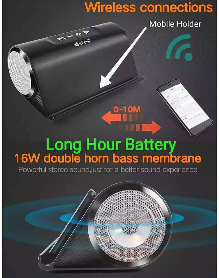 Kisonli KS-1981 Portable 1200mAh High Power Mobile Phone Stand Wireless Music BT Mini Speaker FM - image 1