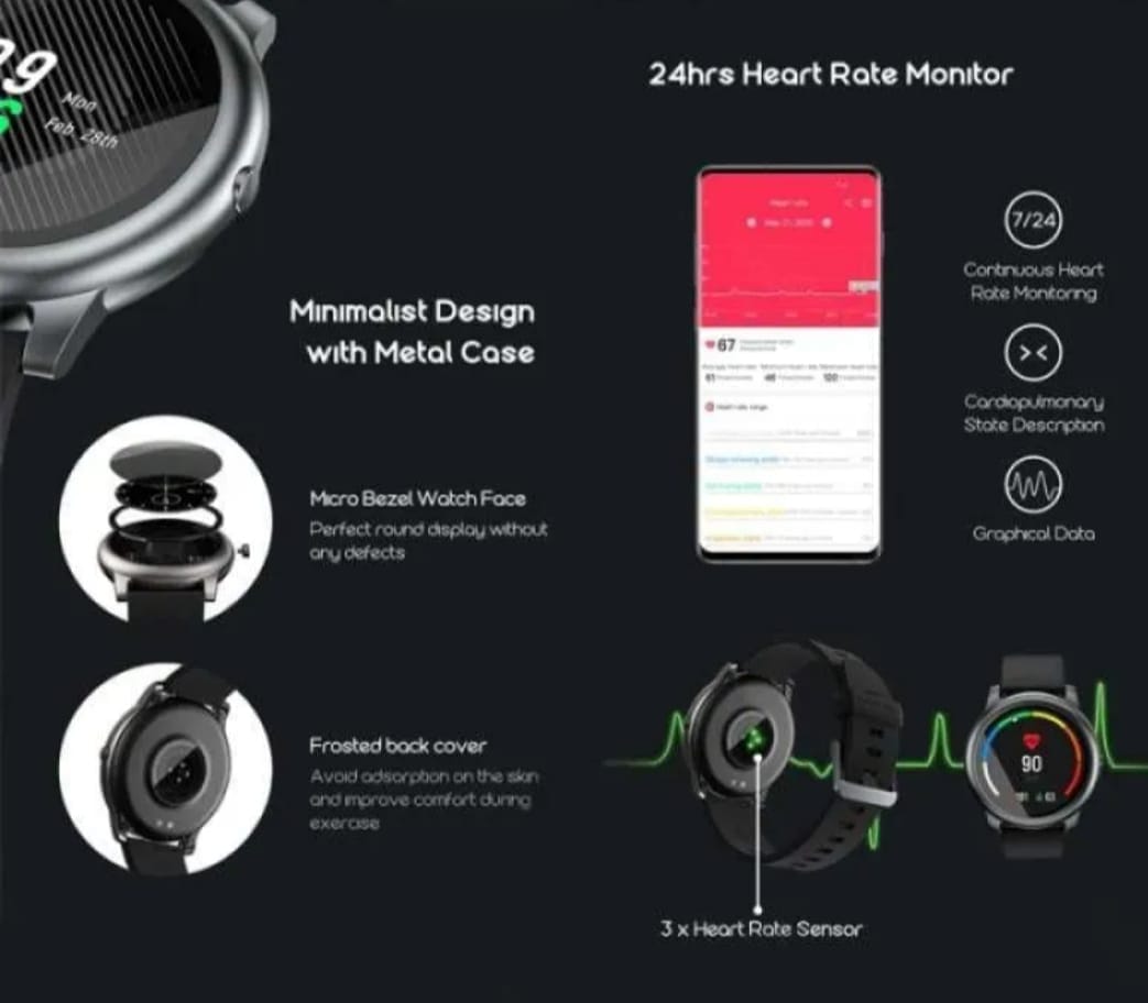 Haylou Solar LS05 Smartwatch 1.28inch Round TFT Touch Screen IP68 Waterproof - image 3
