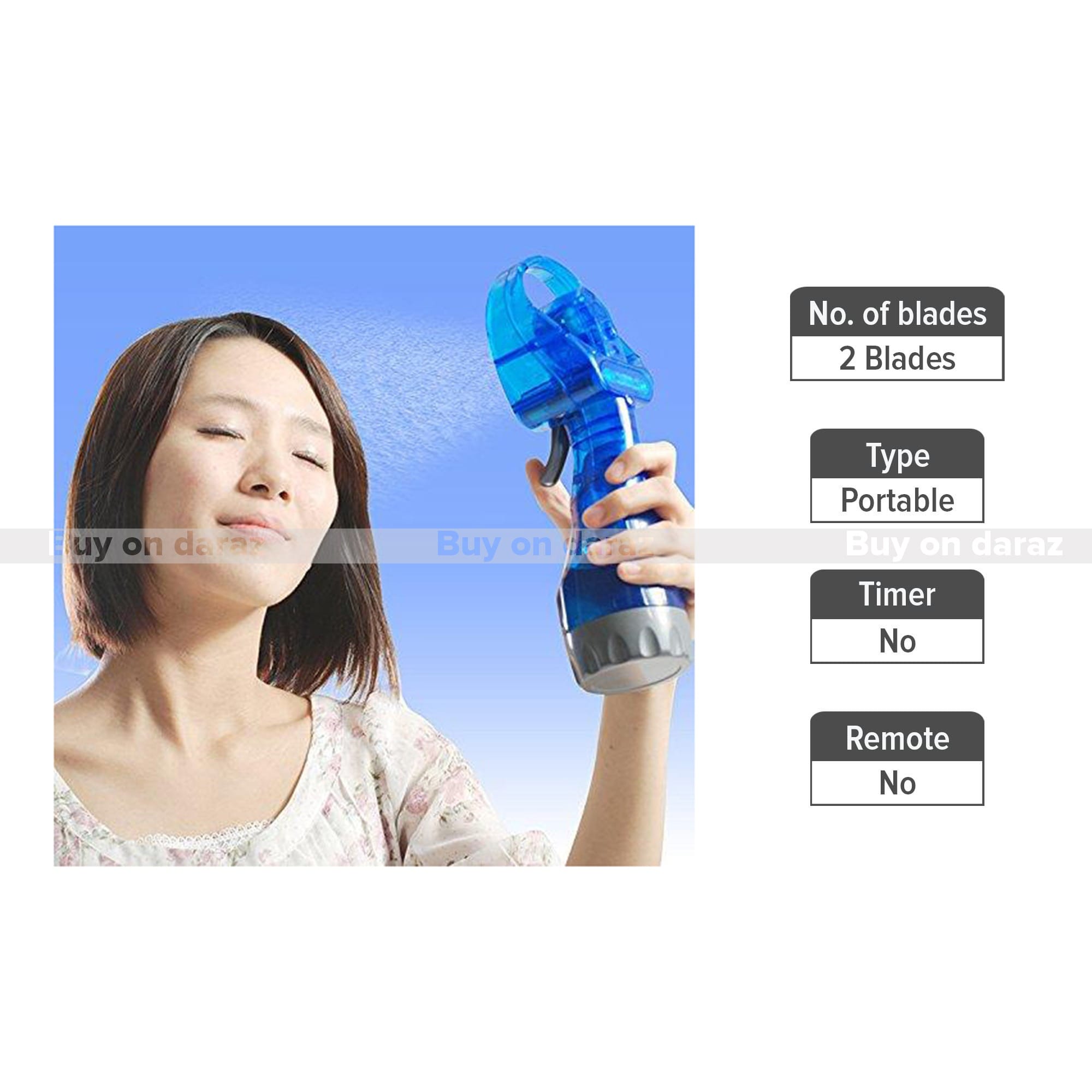 Plastic Portable Water Mist Spray Fan/Air Cooler/Conditioner - image 2