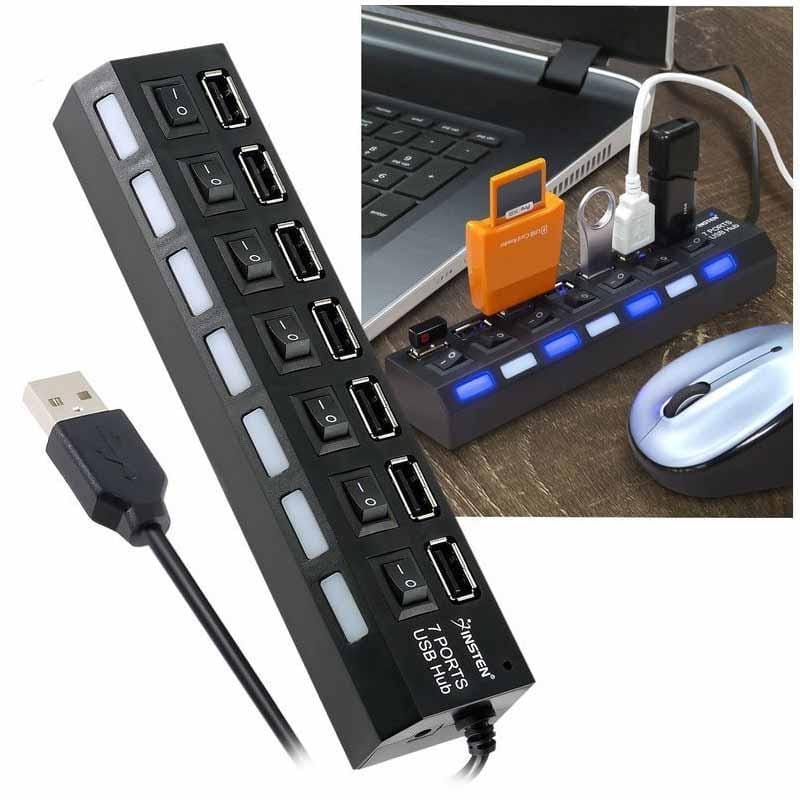 7 Port HUB USB 2.0 with individual Switch on/off and light - image 4