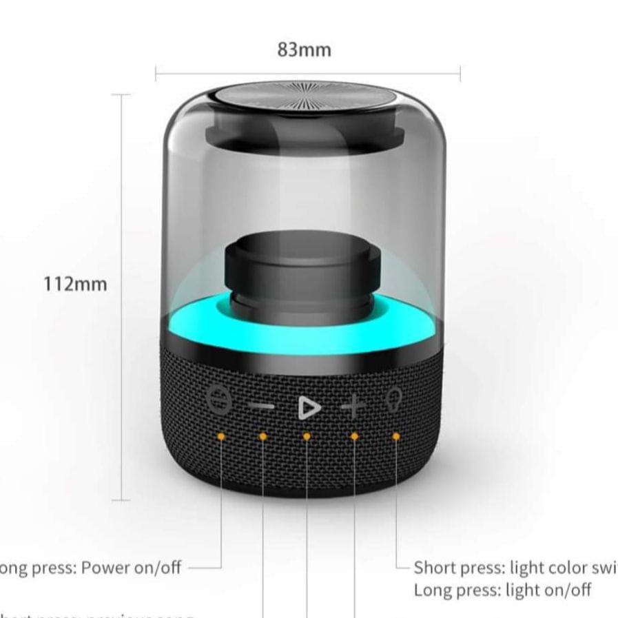 Thao f10 1200mAh Portable Bluetooth Speaker Colorful Glass 360 Surround Sound 8W - image 1