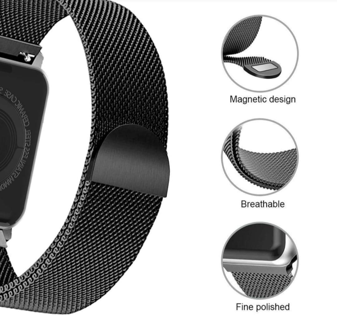 20mm Stainless Steel Magnetic Band Compatible with Smart Watch ( Black ) - image 2