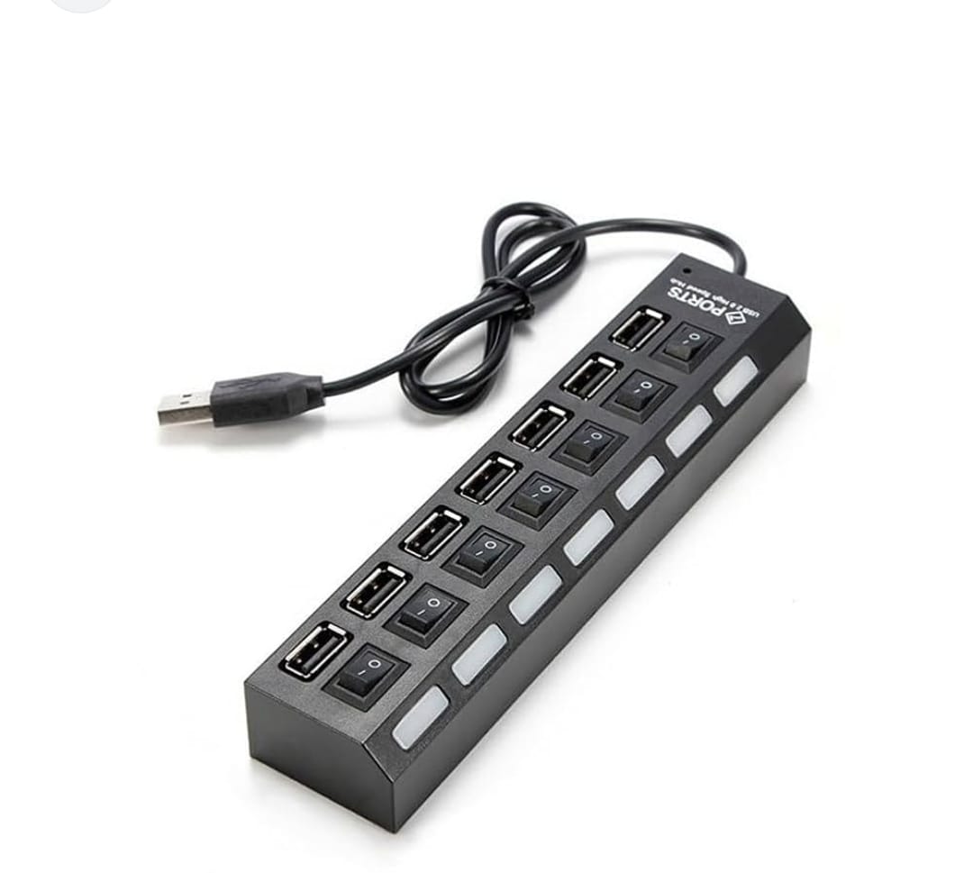 7 Port HUB USB 2.0 with individual Switch on/off and light - image 1