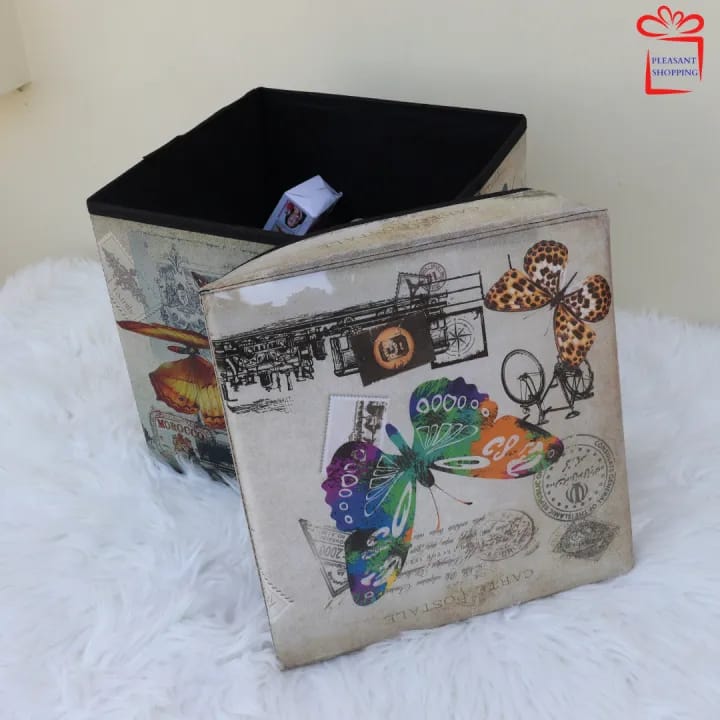 Space Saving Storage Box Foldable Padded Seat Multi-Functional footrest seat Ottoman for Living and Bedroom/Puffy Stool - image 2