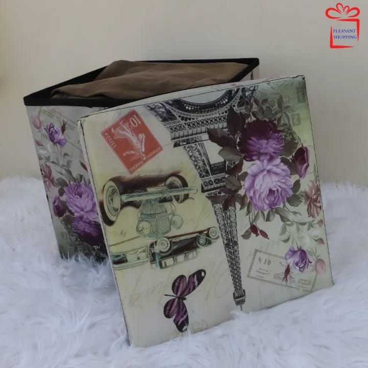 Space Saving Storage Box Foldable Padded Seat Multi-Functional footrest seat Ottoman for Living and Bedroom/Puffy Stool - image 4