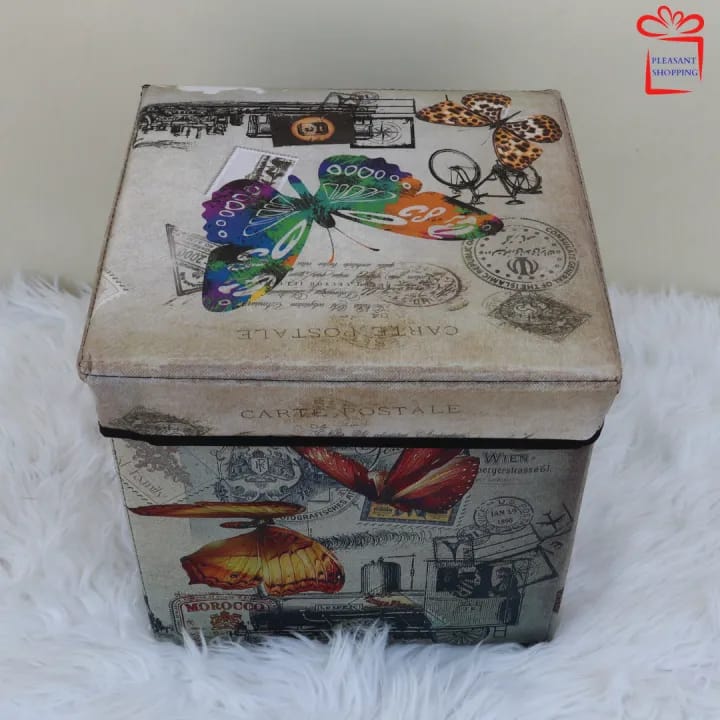 Space Saving Storage Box Foldable Padded Seat Multi-Functional footrest seat Ottoman for Living and Bedroom/Puffy Stool - image 1
