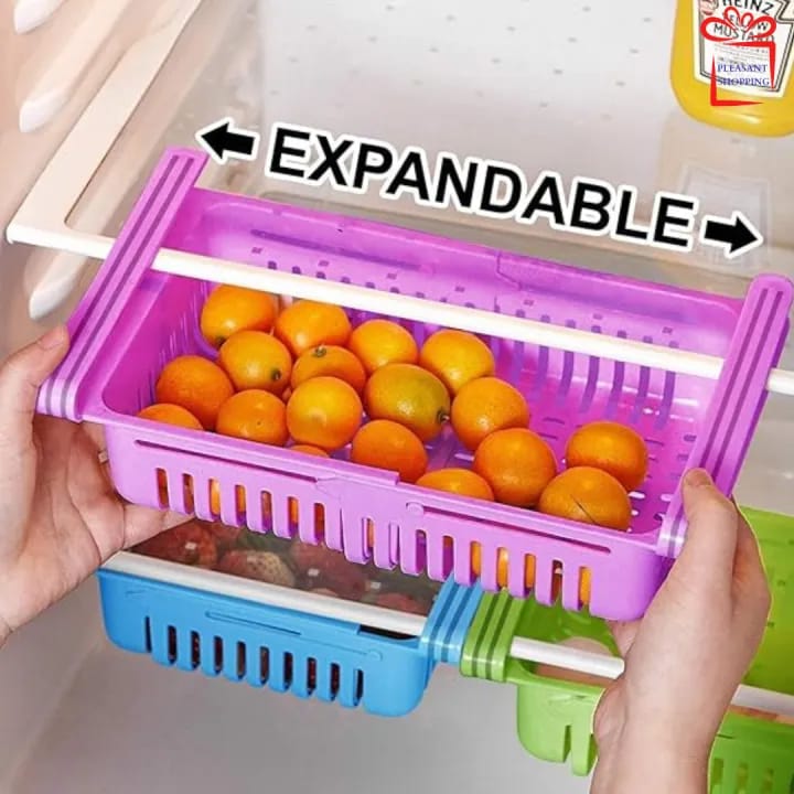 Pack of 4 pcs Fridge Storage Saver Rack / Adjustable Basket for Fridge with Expandable Sides - image 4