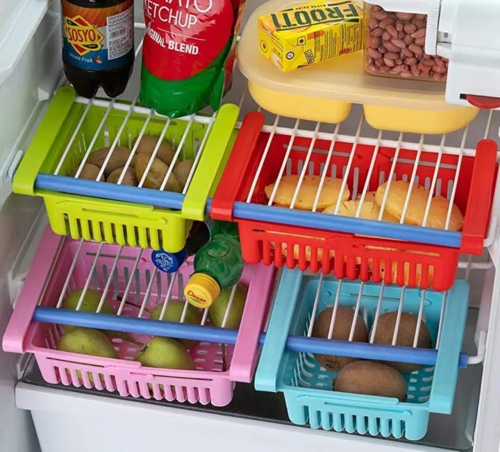 Pack of 4 pcs Fridge Storage Saver Rack / Adjustable Basket for Fridge with Expandable Sides - image 1