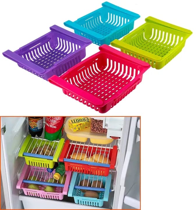 Pack of 4 pcs Fridge Storage Saver Rack / Adjustable Basket for Fridge with Expandable Sides - image 2