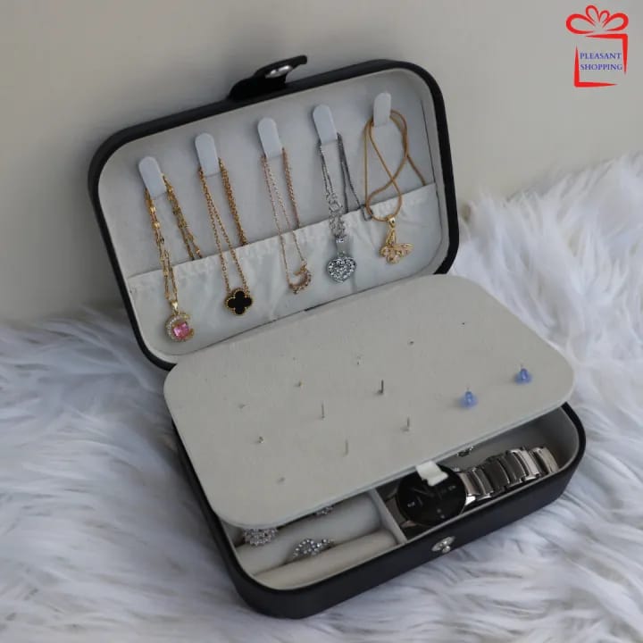Travel Jewelry Box, Small Jewelry Organizer Boxes for Women Girls, 2 Layer Travel Jewlery Case, PU Leather Mini Portable Jewerly Storage Display Holder for Earrings, Ring, Necklaces, Bracelets - image 5