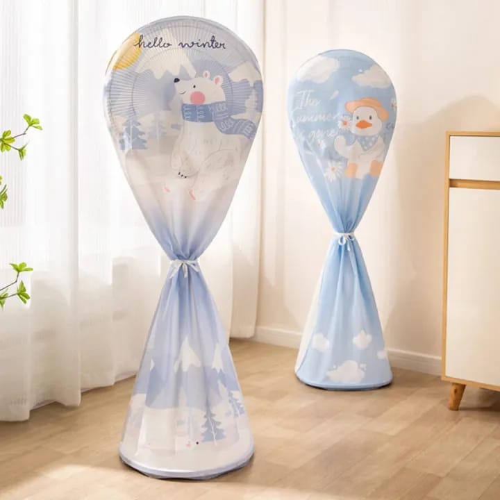 1 Piece Fan Dust Cover, PEVA Waterproof Dustproof Electric Fan Cover Washable All Inclusive Fan Cover Moisture-Proof Protective Cover for Standing Round Floor Fans - image 1