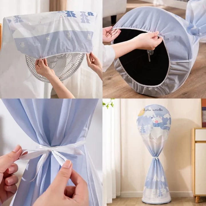1 Piece Fan Dust Cover, PEVA Waterproof Dustproof Electric Fan Cover Washable All Inclusive Fan Cover Moisture-Proof Protective Cover for Standing Round Floor Fans - image 4